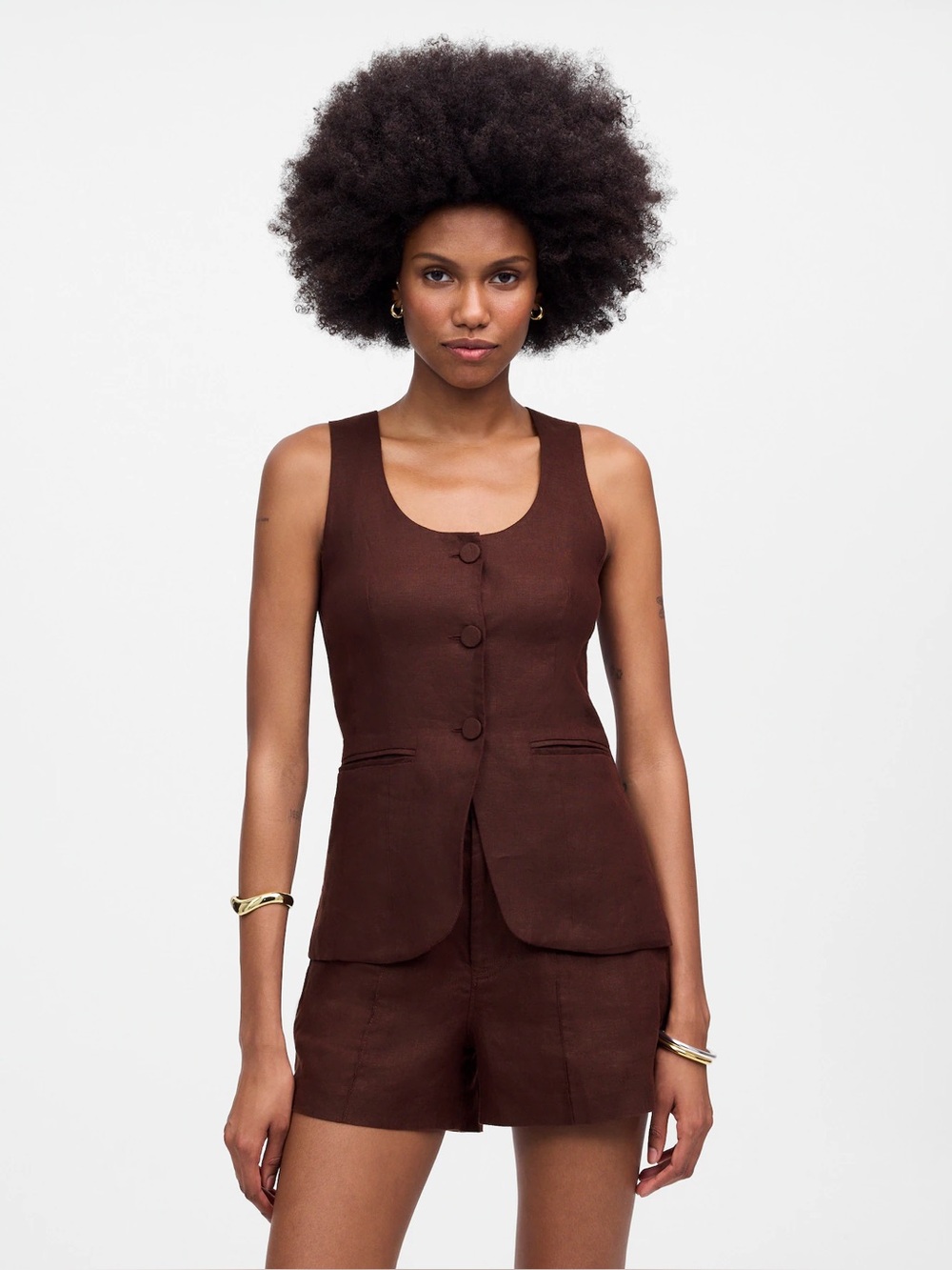 Madewell Scoopneck Cutaway Vest in linen